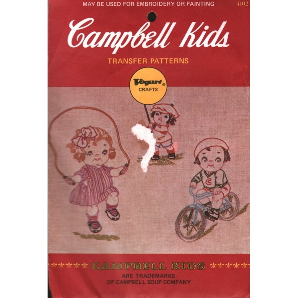 Vintage Vogart Crafts 4102 Campbell Kids Transfer Patterns Embroidery Painting